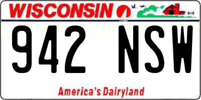 WI license plate 942NSW