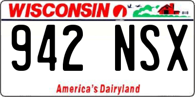 WI license plate 942NSX