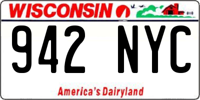 WI license plate 942NYC