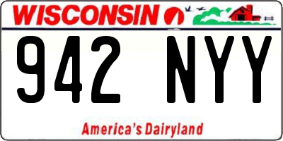 WI license plate 942NYY