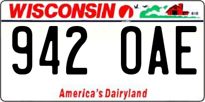 WI license plate 942OAE