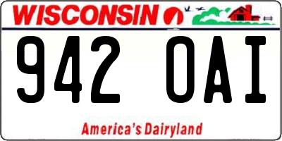 WI license plate 942OAI
