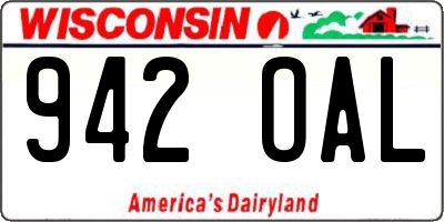 WI license plate 942OAL