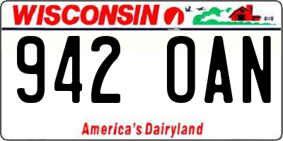 WI license plate 942OAN