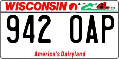 WI license plate 942OAP
