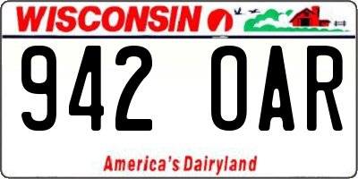WI license plate 942OAR