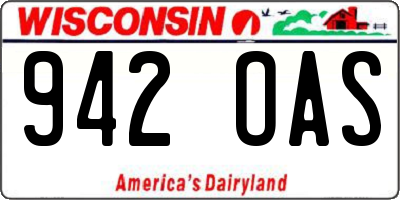 WI license plate 942OAS