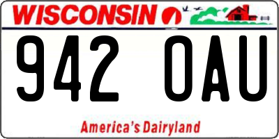 WI license plate 942OAU