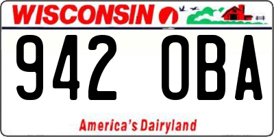 WI license plate 942OBA