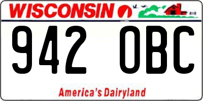 WI license plate 942OBC