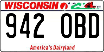 WI license plate 942OBD