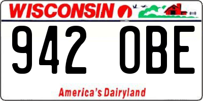 WI license plate 942OBE