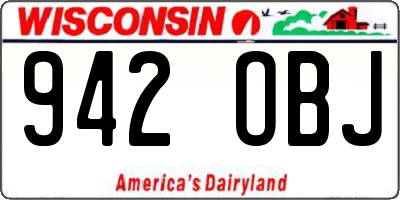 WI license plate 942OBJ