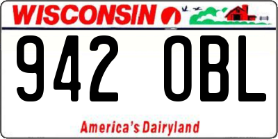 WI license plate 942OBL