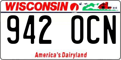 WI license plate 942OCN