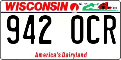 WI license plate 942OCR