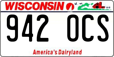 WI license plate 942OCS