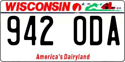 WI license plate 942ODA
