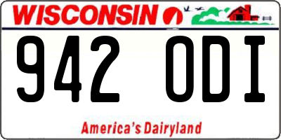 WI license plate 942ODI