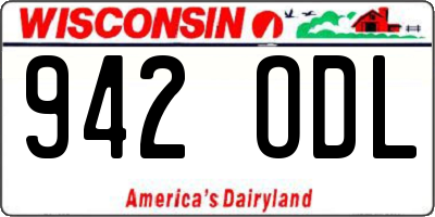 WI license plate 942ODL