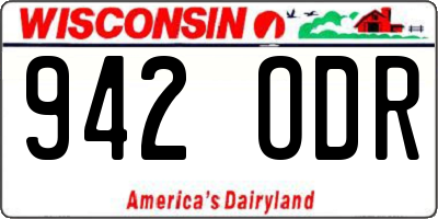 WI license plate 942ODR