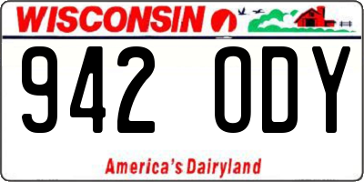 WI license plate 942ODY
