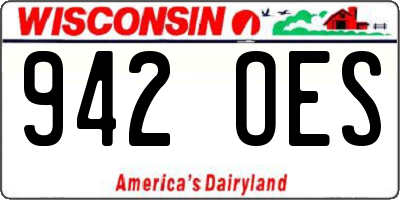 WI license plate 942OES