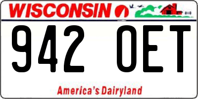 WI license plate 942OET