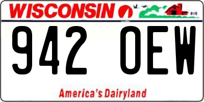 WI license plate 942OEW