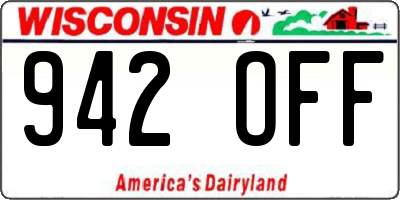 WI license plate 942OFF