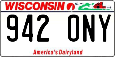 WI license plate 942ONY