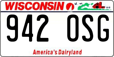 WI license plate 942OSG