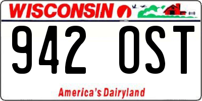 WI license plate 942OST