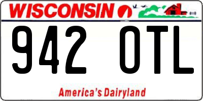 WI license plate 942OTL