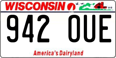WI license plate 942OUE