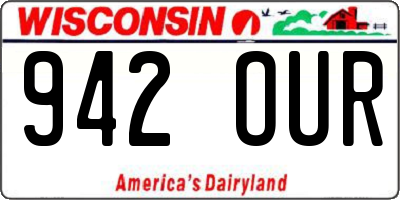 WI license plate 942OUR
