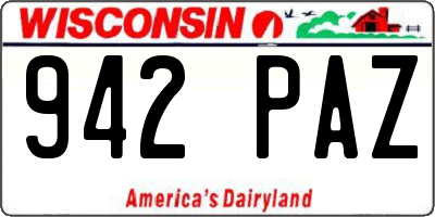 WI license plate 942PAZ