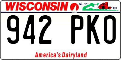 WI license plate 942PKO