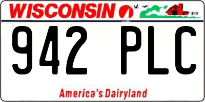 WI license plate 942PLC
