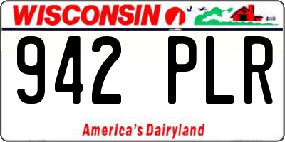 WI license plate 942PLR