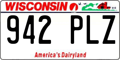 WI license plate 942PLZ