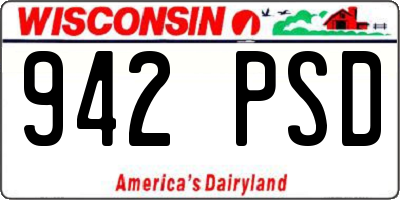 WI license plate 942PSD