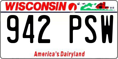 WI license plate 942PSW