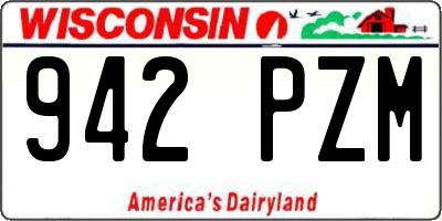 WI license plate 942PZM
