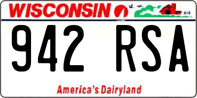 WI license plate 942RSA