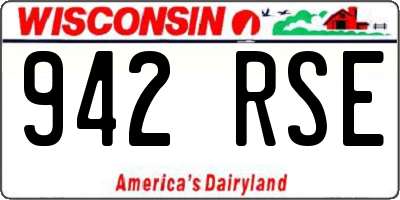 WI license plate 942RSE