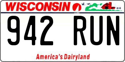 WI license plate 942RUN