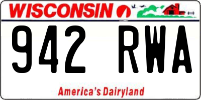 WI license plate 942RWA