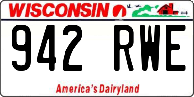 WI license plate 942RWE