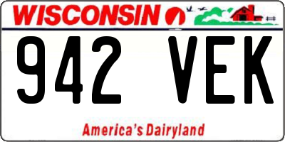 WI license plate 942VEK